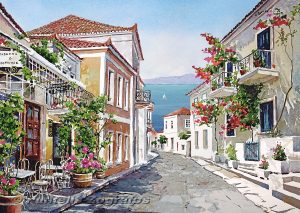 Galaxidi is a port at the North shore of the Corinthian gulf, facing Peloponese across.