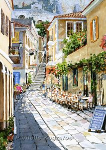 Stairs in the background leading to the castle, all 999 of them.