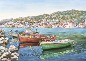 A scenic coastal town on the coast of Thessaly